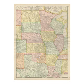 Antique Map of the Central United States with Chicago to Denver by Ran McNally, 1899 For Sale