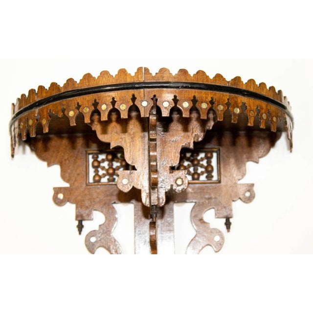 Antique Moroccan Wall Bracket Shell Inlay Moorish Wall Shelf 1920s For Sale - Image 4 of 12