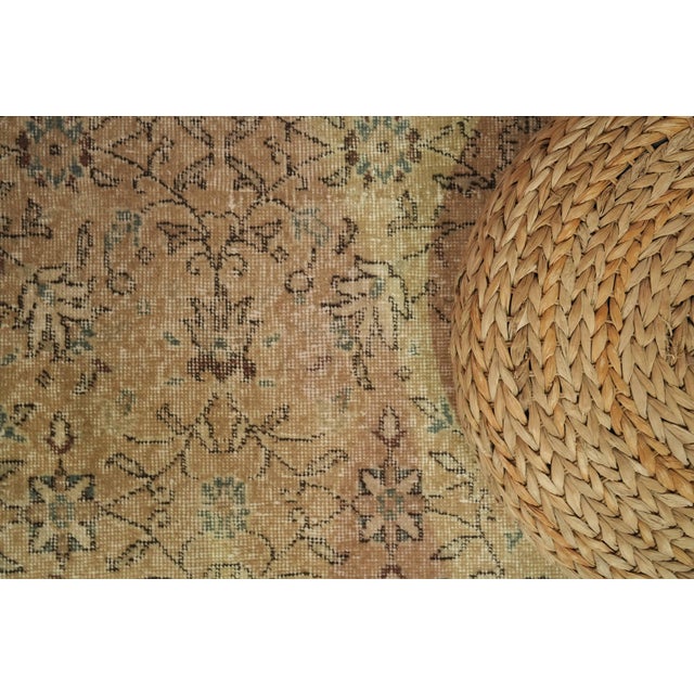 1970s Vintage Turkish Handmade Wool Cotton Beige Area Rug For Sale - Image 10 of 12
