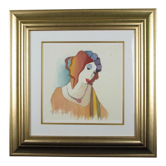 Itzchak Tarkay Watercolor "Soothing Moment" Signed and Framed For Sale