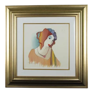 Itzchak Tarkay Watercolor "Soothing Moment" Signed and Framed