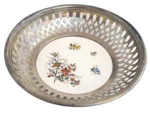 Late 19th Century Earthenware & Metal Bread Basket by Max Dannhorn, 1890s