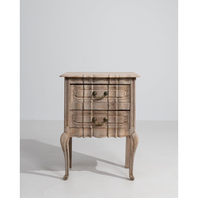 20th Century France Weathered Whitewash Cerused Oak Bedside Cabinet For Sale - Image 4 of 11