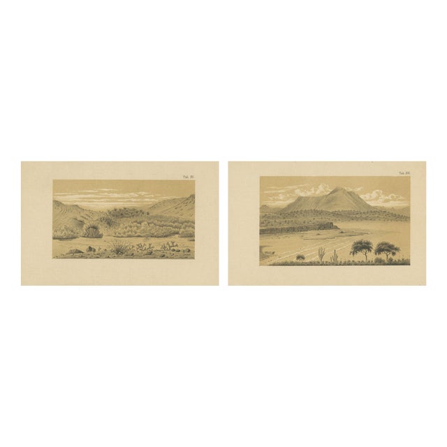 After Karl Martin, Aruba Landscape & Mountain Views, Dutch West Indies, 1888, Prints, Set of 2 For Sale