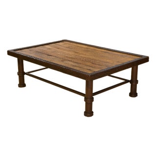 Brutalist Coffee Table in Wood and Wrought Iron, 1960s For Sale