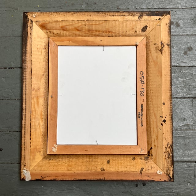 1980s 1970’s Mid Century Modern Abstract Painting Chunky Wood Vintage Frame For Sale - Image 5 of 5