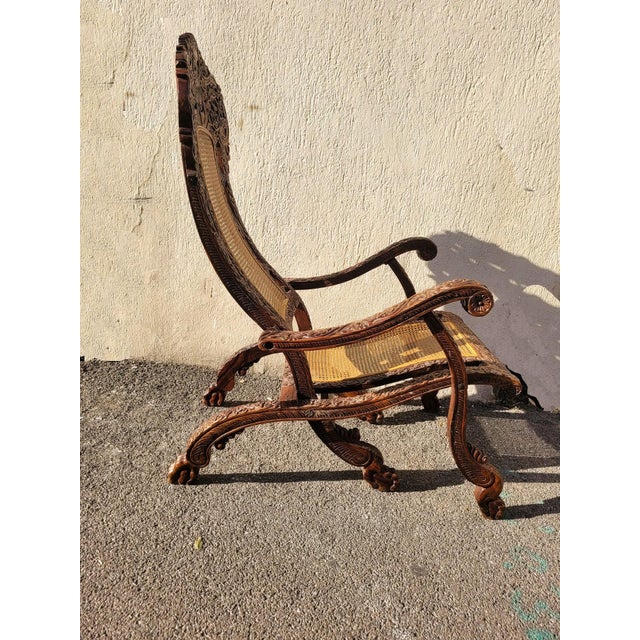 Indian Folding Armchair in Carved Wood For Sale - Image 5 of 18