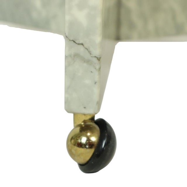 Gray Round Marble Side Table on Wheels, 1970s For Sale - Image 8 of 18