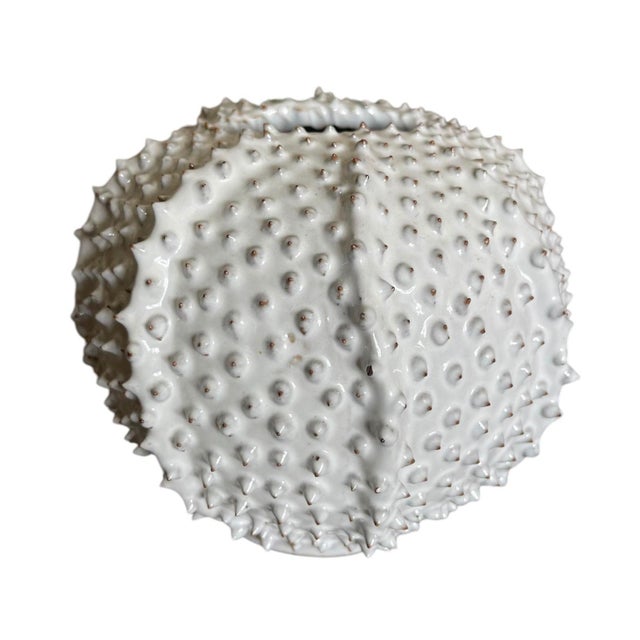 Coastal Vintage Coastal Ceramic Sea Urchin Bud Vase For Sale - Image 3 of 12
