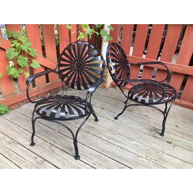 Metal Francois Carre Petite Patio Loungers - Set of 2, Attributed For Sale - Image 7 of 12