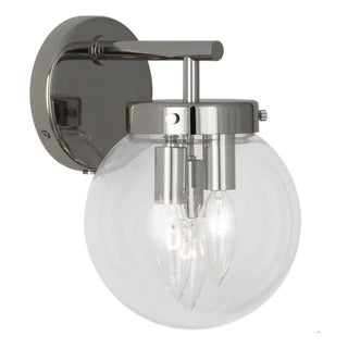 New in Box Robert Abbey "Zoltar" 10" Glass Globe Wall Sconce in Polished Nickel For Sale
