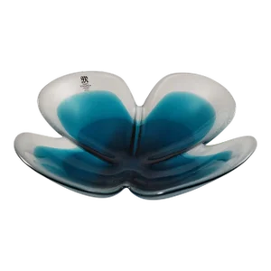 Mats Jonasson Maleras Lucky Four Leaf Clover Full Lead Flower Blue Bowl, Sweden