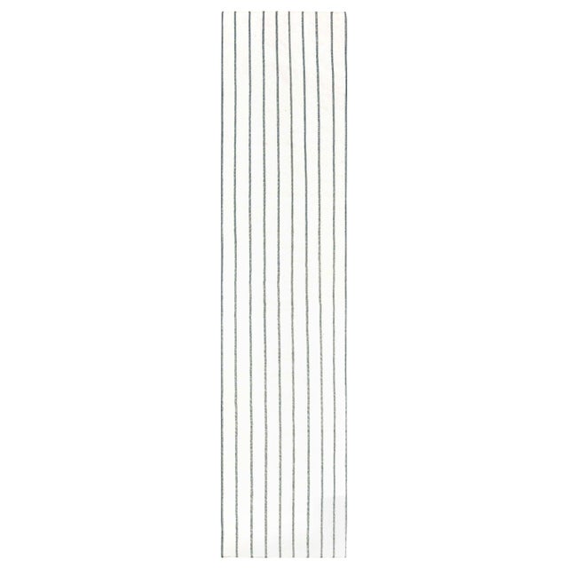 Modern Handwoven Indian Dhurrie Runner in Ivory with Indigo by Doris Leslie Blau For Sale