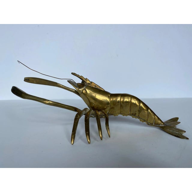 Mid-Century Modern Vintage Mid-Century Modern Solid Brass Lobster Sculpture For Sale - Image 3 of 13