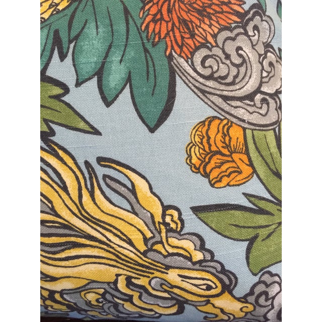 Chinoiserie Robert Allen Ming Dragon Down Pillows - a Pair For Sale - Image 3 of 7