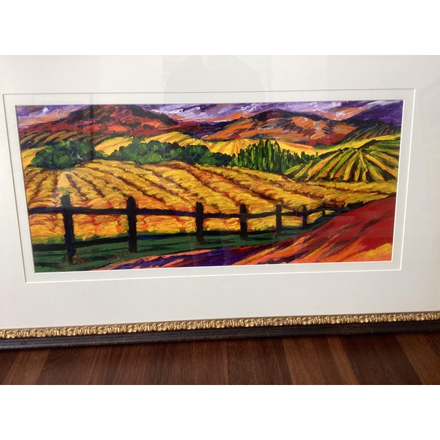Rustic Susan R. Wilson Original Oilstick Landscape of Midwestern Farmland, Signed & Professionally Framed For Sale - Image 3 of 8