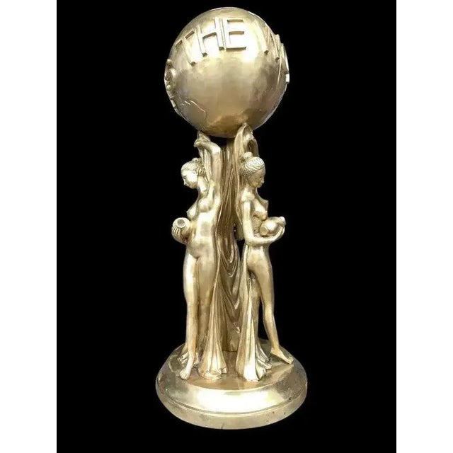 Metal 20th Century Gilt Bronze the World Is Yours Statue For Sale - Image 7 of 9