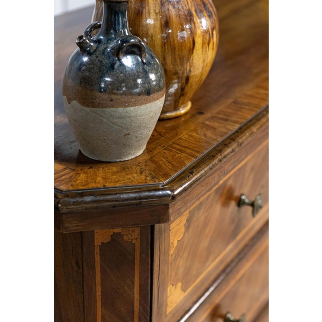 Italian 1690s Walnut and Ash Three-Drawer Commode with Inlaid Décor For Sale - Image 9 of 17