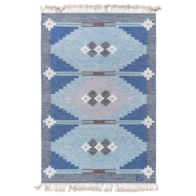 Doris Leslie Blau Vintage Swedish Flat-Weave Rug by Ingegerd Silow For Sale