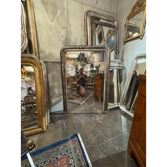 Wood 19th C. French Silver Louis Philippe Mirror For Sale - Image 7 of 8
