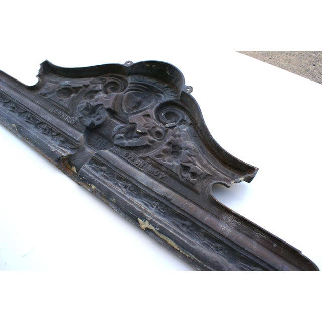 Antique Heavy Cast Iron Metal Architectural Garden Ornament Pediment For Sale - Image 11 of 14