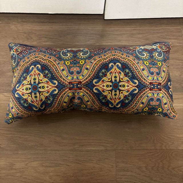 2020s Pack of 3 Blue Paisley Pillows Handmade For Sale - Image 5 of 6