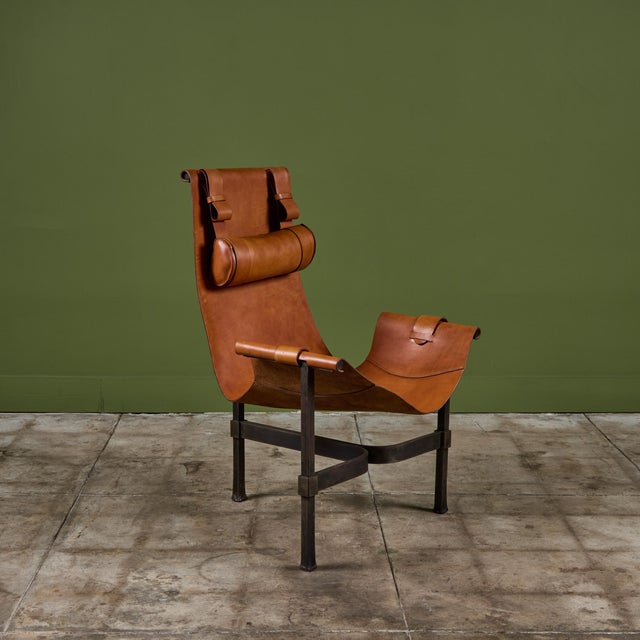 1970s Jean-Paul Rykaert Leather Sling Chair For Sale - Image 5 of 16
