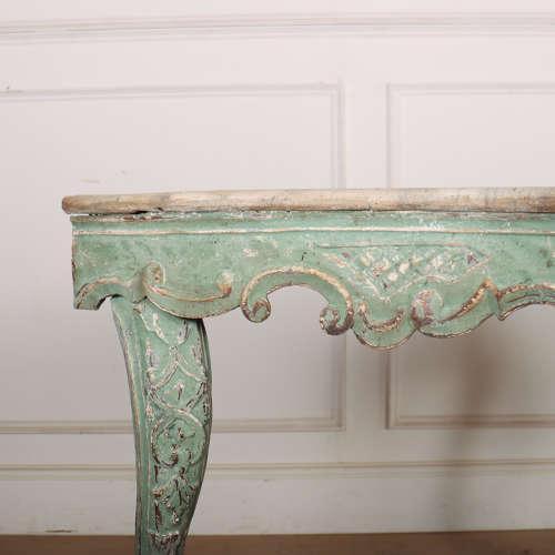 Wood Italian Painted Serpentine Console Table, 1890s For Sale - Image 7 of 11