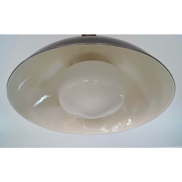 1970’s Hollywood Regency Black Chrome & Brass Ceiling Light Fixture For Sale - Image 10 of 11