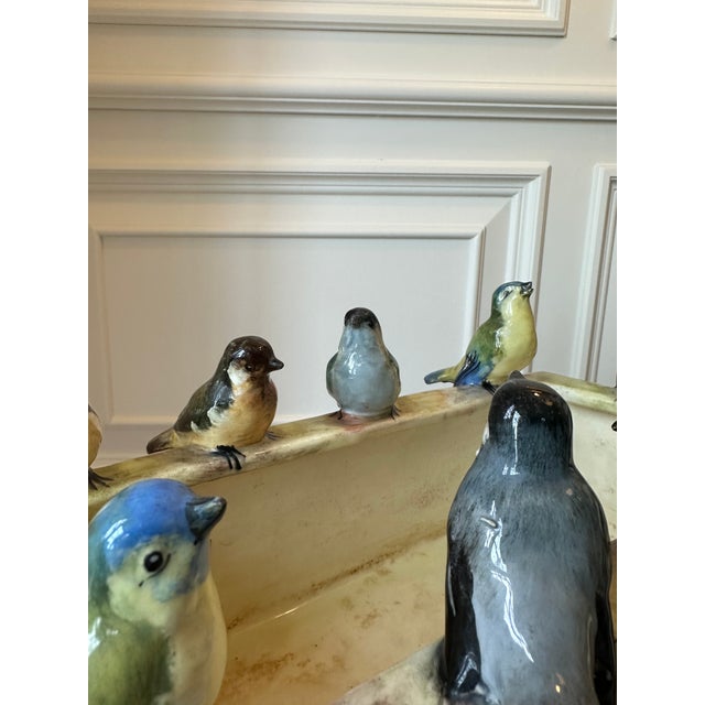 Antique Jerome Massier French Ceramic Planter Cachepot With 9 Bird Sculptures For Sale - Image 11 of 18