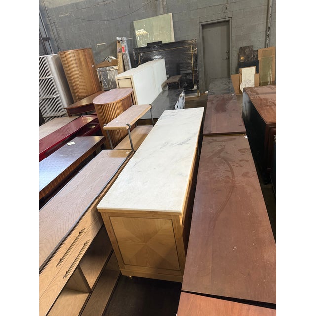 Global Views Directoire Console Oak With Marble Rop For Sale - Image 10 of 10