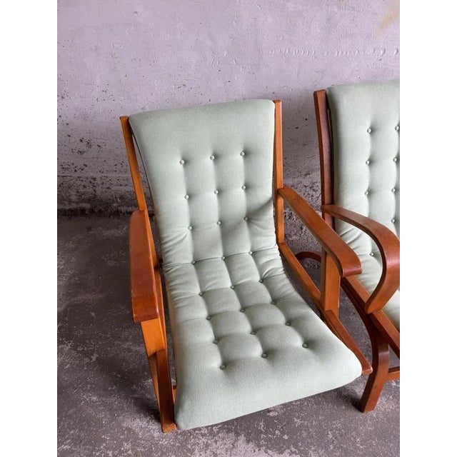 Set of Vintage Lounge Chairs with Mint Green Cushions For Sale - Image 5 of 13