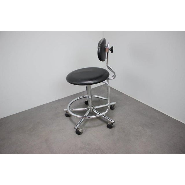 Black Adjustable Chrome Swivel Office Chair on Casters, Czechoslovakia, 1980s For Sale - Image 8 of 13