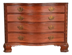 Baker Furniture Historic Charleston Chippendale Carved Mahogany Serpentine Front Dresser Chest