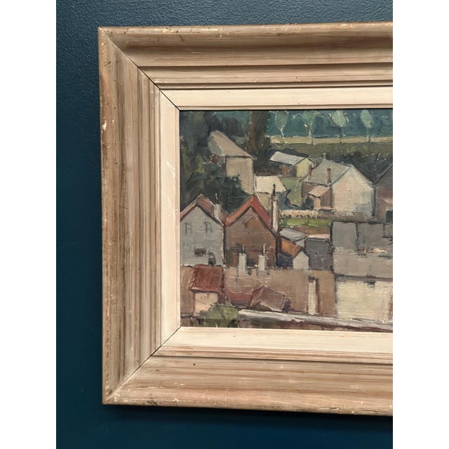 Landscape with Geometric Houses, 1950s, Oil on Panel, Framed For Sale - Image 6 of 18