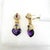 Amethyst Heart With Sapphire, Emerald and Ruby Cabochon Earrings in 18k Gold, A Pair For Sale - Image 4 of 5