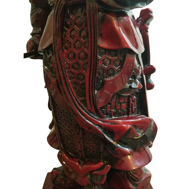 Vintage Chinese General Guān Yǔ Warrior Statue Sculpture Figurine For Sale - Image 9 of 11
