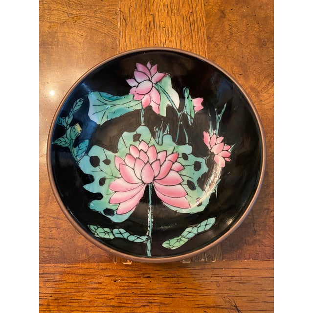 1980s Lotus Porcelain Bowl in Brass For Sale In Greenville, SC - Image 6 of 6