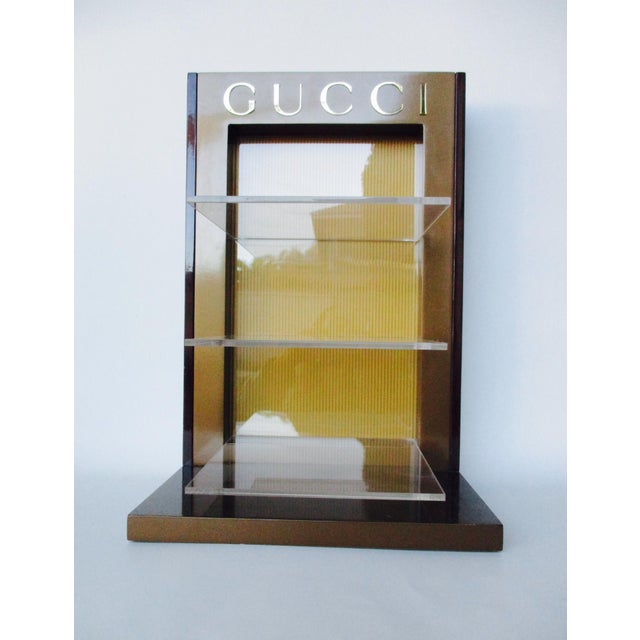 Gucci Logo Display Stand Lucite Acrylic Shelf Set Chairish