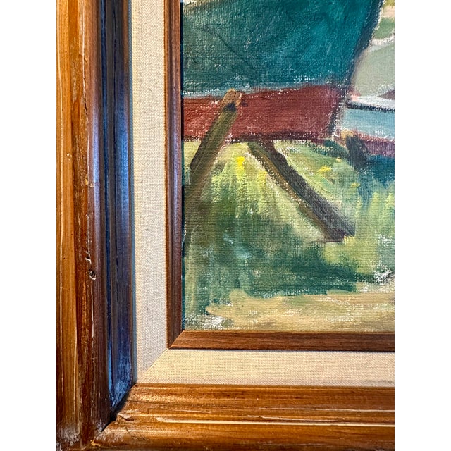 1960s Arthur R. Safford Original Oil Painting of New England Coastal Harbor, Gloucester, Massachusetts For Sale - Image 12 of 18