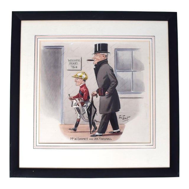 Mr W Barnett, Racehorse Owner and Joe Marshall, Jockey Watercolour by Peter Ronald 'The Tout' Buchanan (British, 1881-1964) For Sale