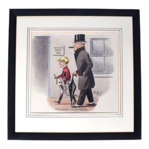 Mr W Barnett, Racehorse Owner and Joe Marshall, Jockey Watercolour by Peter Ronald 'The Tout' Buchanan (British, 1881-1964)