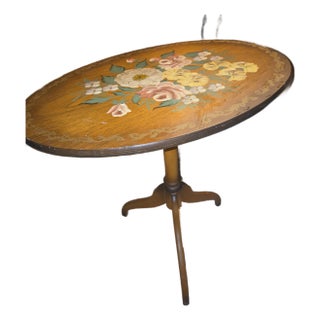 1950s Tilt Top Hand Painted Table For Sale
