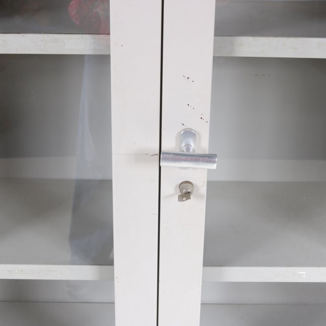 Vintage Industrial Bookcase in Gray Metal with Glass, 1960s For Sale - Image 5 of 6