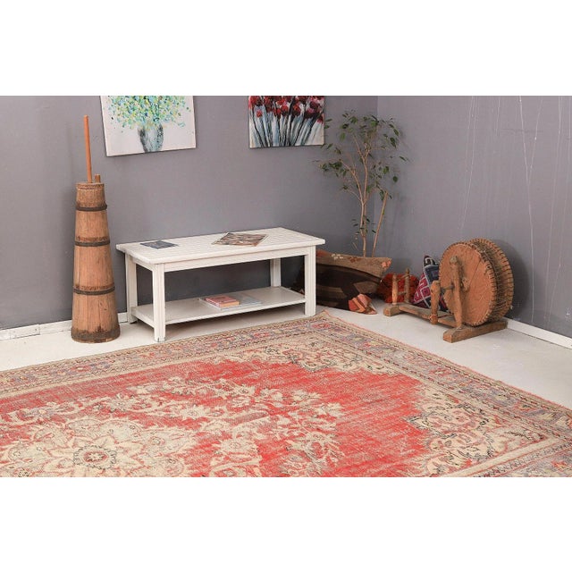 Mid 20th Century Large Vintage Turkish Oushak Rug For Sale In Los Angeles - Image 6 of 7