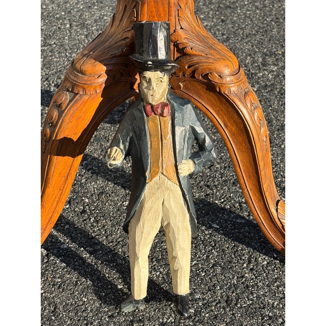 A Carved Gentleman - 19th C. Artisan Hand Hewn and Painted Wooden Figure For Sale - Image 9 of 9