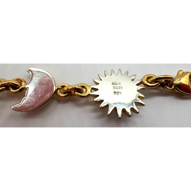 Signed Sergio Bustamante Sterling & Vermeil Sun & Moon Link Bracelet, 1990s For Sale - Image 18 of 18