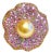 Bochic “Orient” Vintage South Sea Pearl & Pink Sapphire Ring Set 18K Gold & Silver For Sale