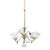Transitional Brass Electric & Gas 7-Light Chandelier & Diamond Cut Ruffled Glass Shades C1890 For Sale - Image 3 of 13
