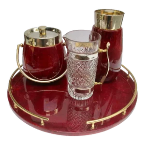 Aldo Tura Bar Set Lacquered Goat Skin -Set of 4